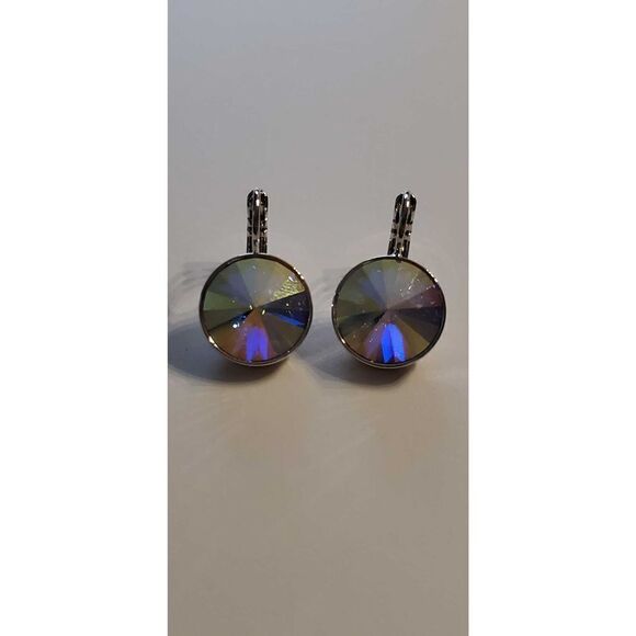 NWT! Swarovski Element Earrings Disco White Psychedelic. Gift Hippie. Sparkl… - Picture 4 of 5